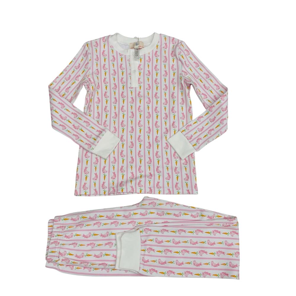 NWT Smockingbird Size 7 Pink Bunny Knit PJs